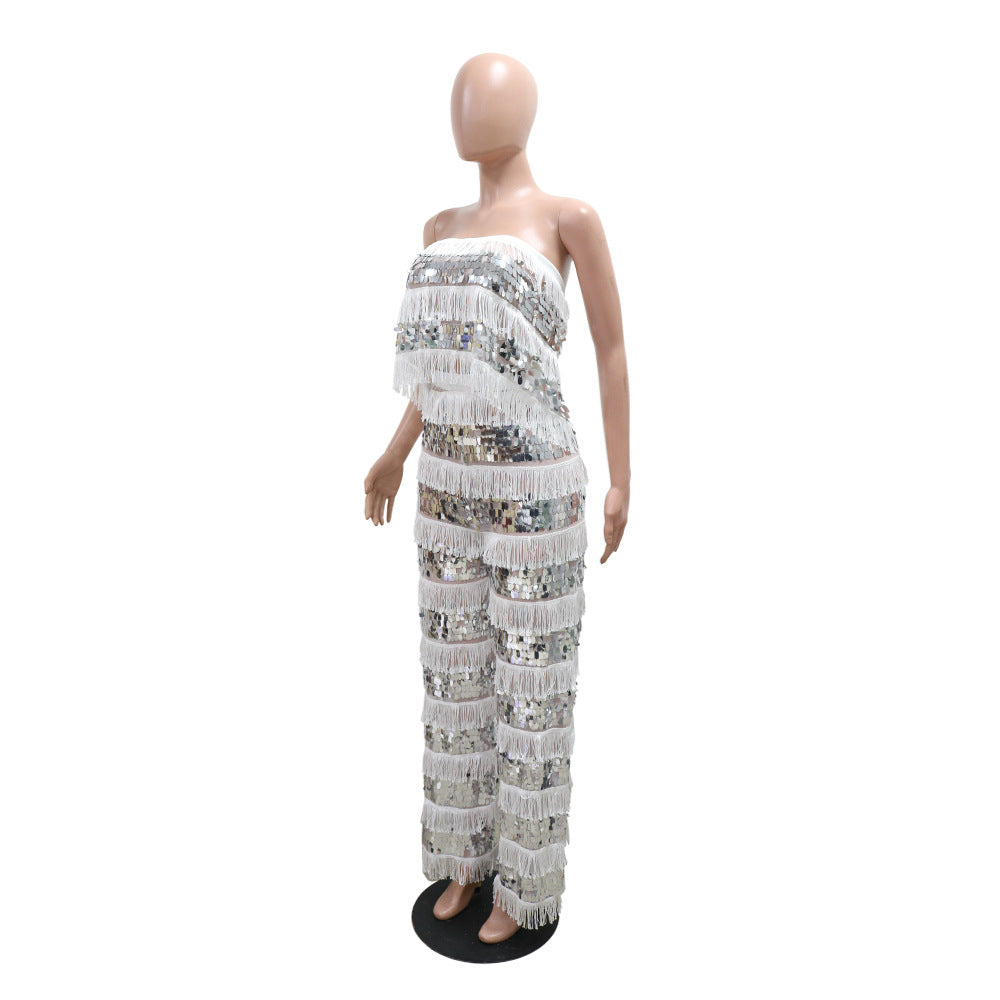 Strapless top loose trousers sexy two-piece Set for women 10