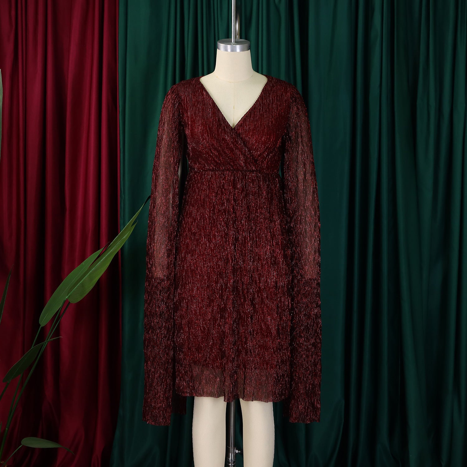 Women's Winter Fashion Chic Elegant V-Neck Long Sleeve Africa Evening Dress 24