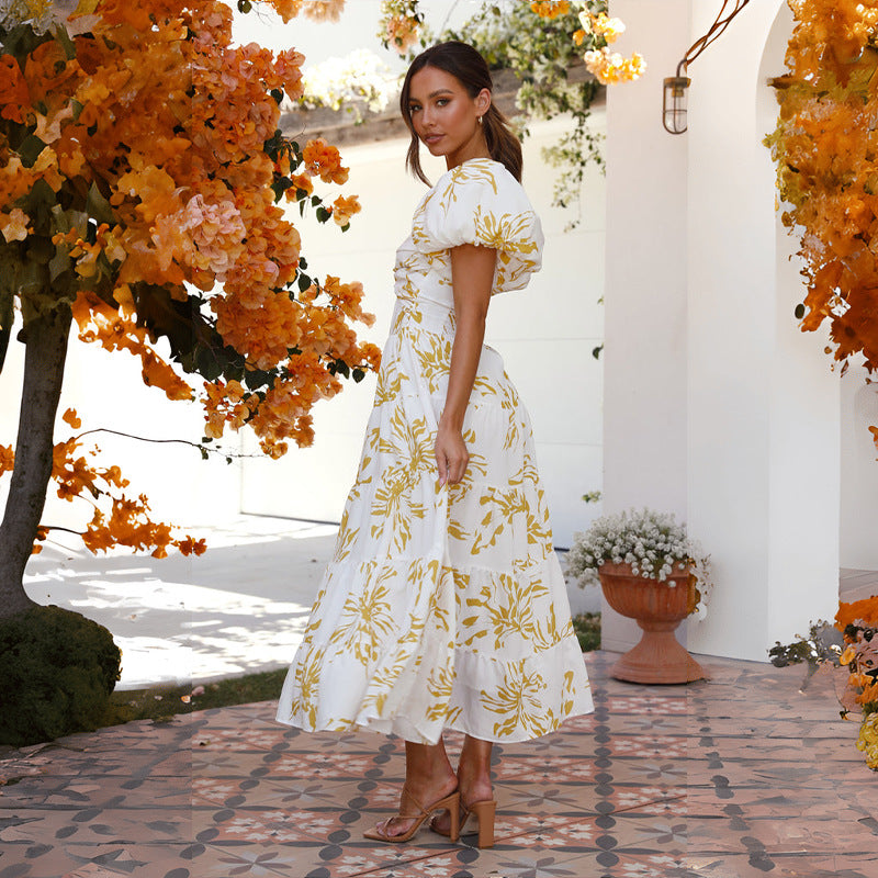 Women Printed Puff Sleeve Dress 48