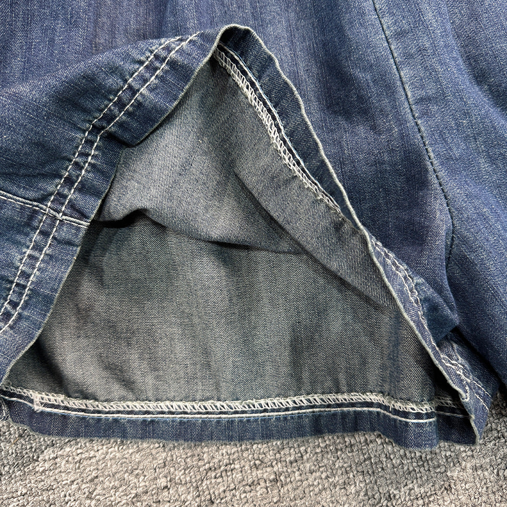 Summer Loose Short-Sleeved Denim Shirt Wide-Leg Shorts Casual Trendy Two-Piece Set 11