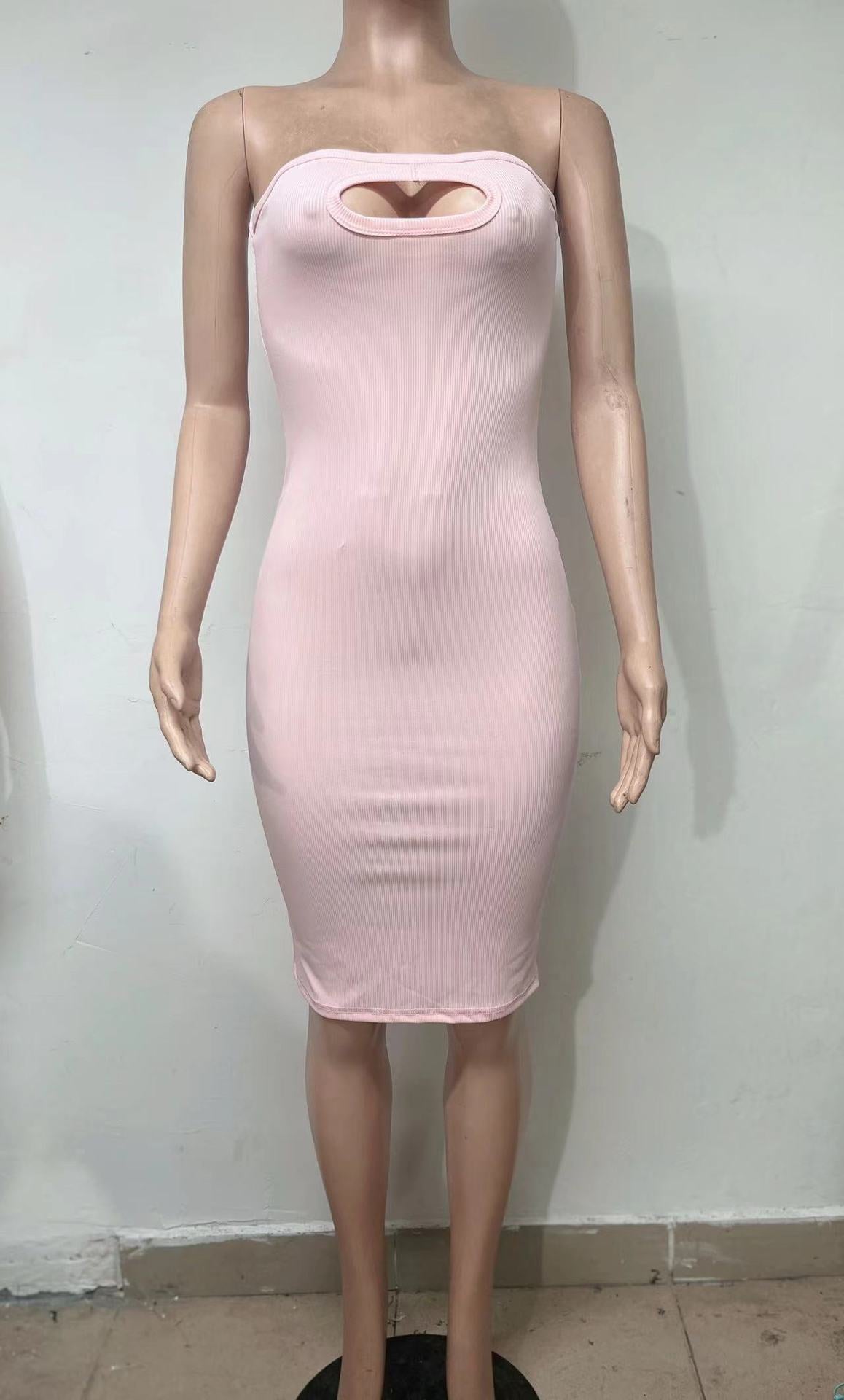 Women Stretch Solid Ribbed Strapless Off-Shoulder Bodycon Dress 17