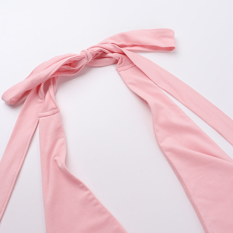 Sexy deep V neck Strap Halter Neck women Low Back long dress 10