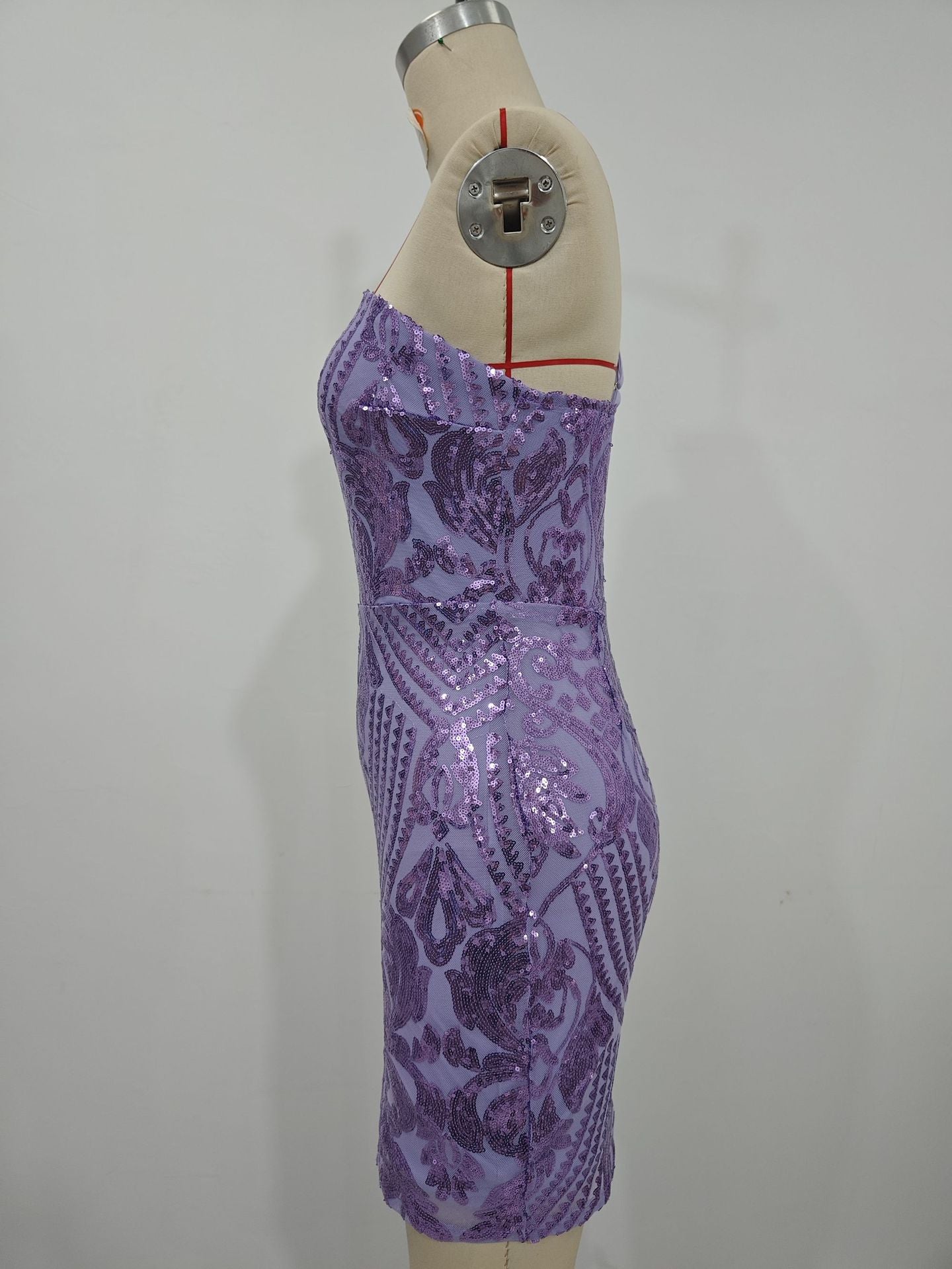 Summer Fashion Sexy Slash Shoulder Strap Sequin Mini Bodycon Dress Formal Party Gown 13