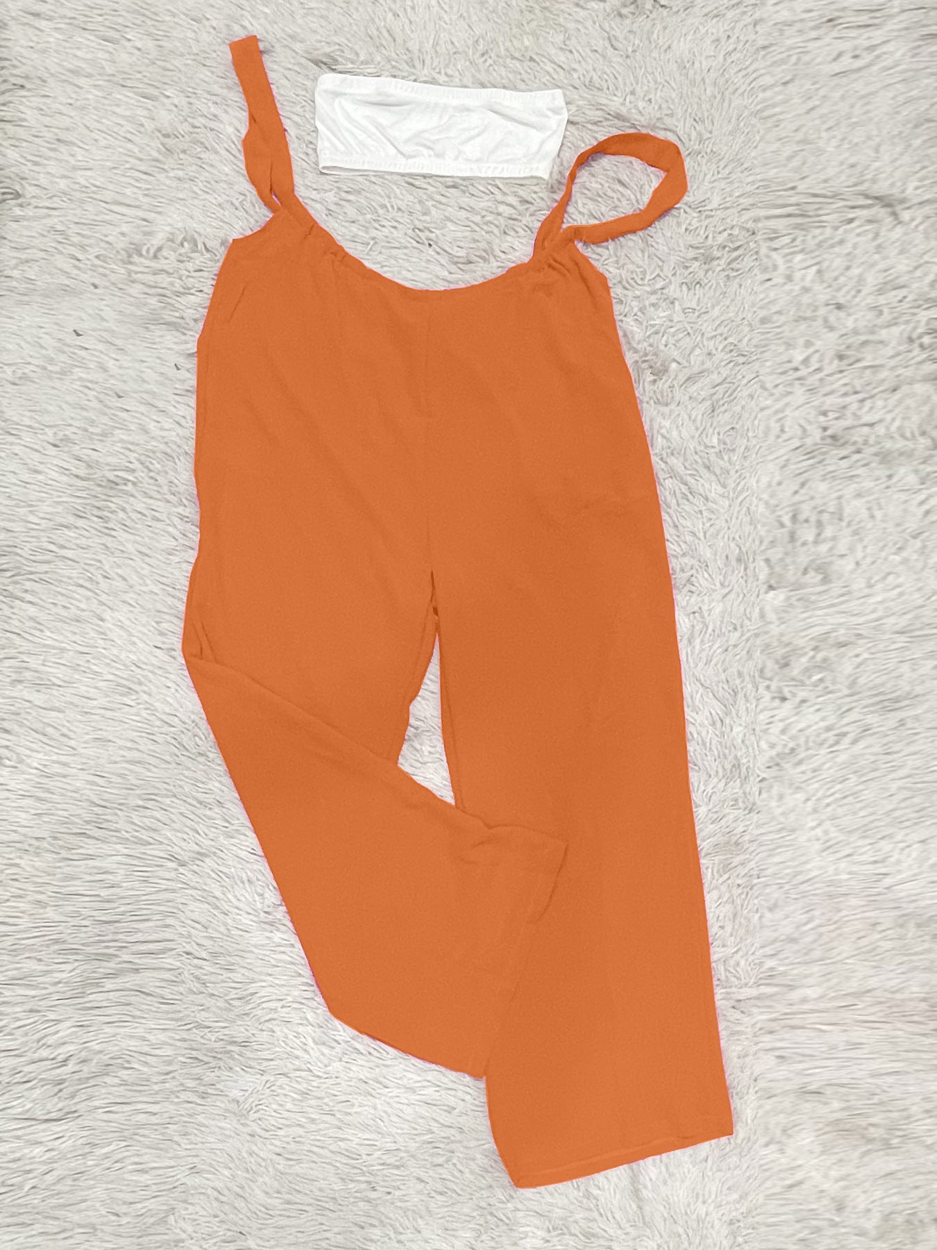 Drawstring Suspenders Wide Leg Trousers Strapless Crop Top Two-Piece Set 27