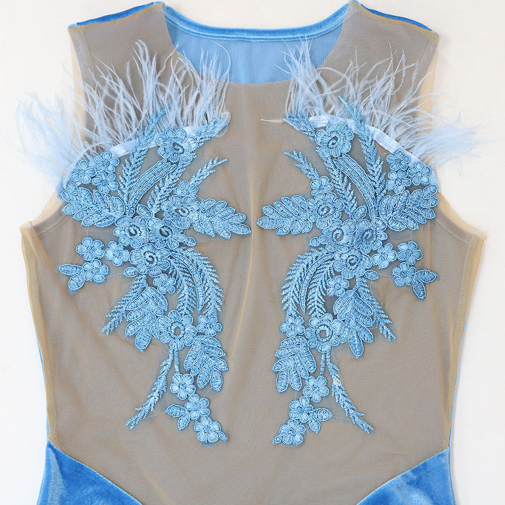 Women Sexy Strapless Dress See-Through Bodycon Party Dress 15