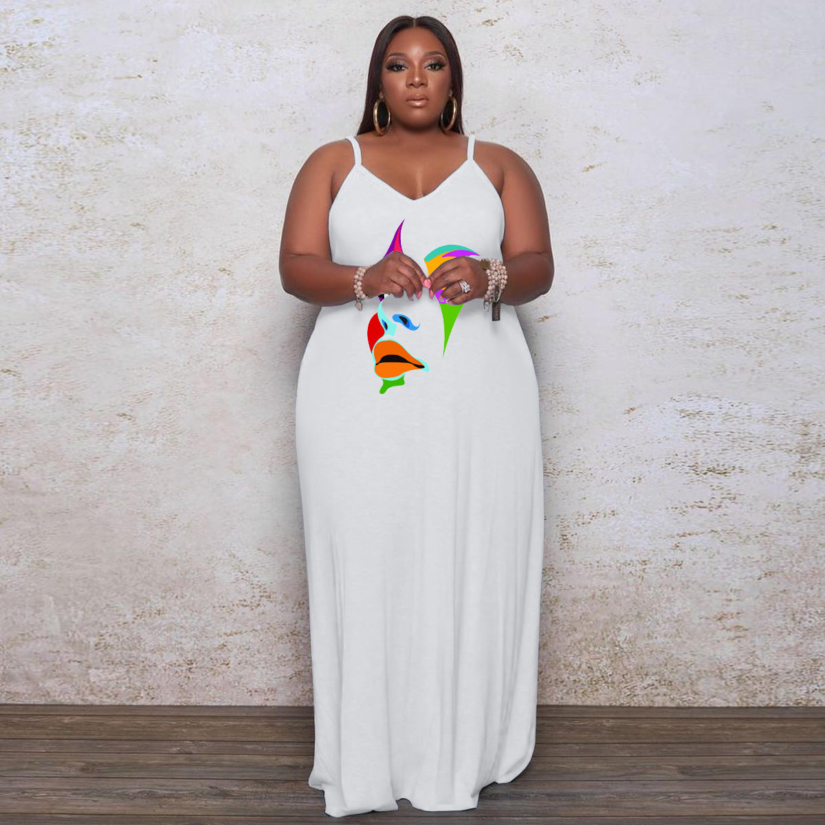 Plus Size Women'S Printed Straps Fashion Loose Dress 10