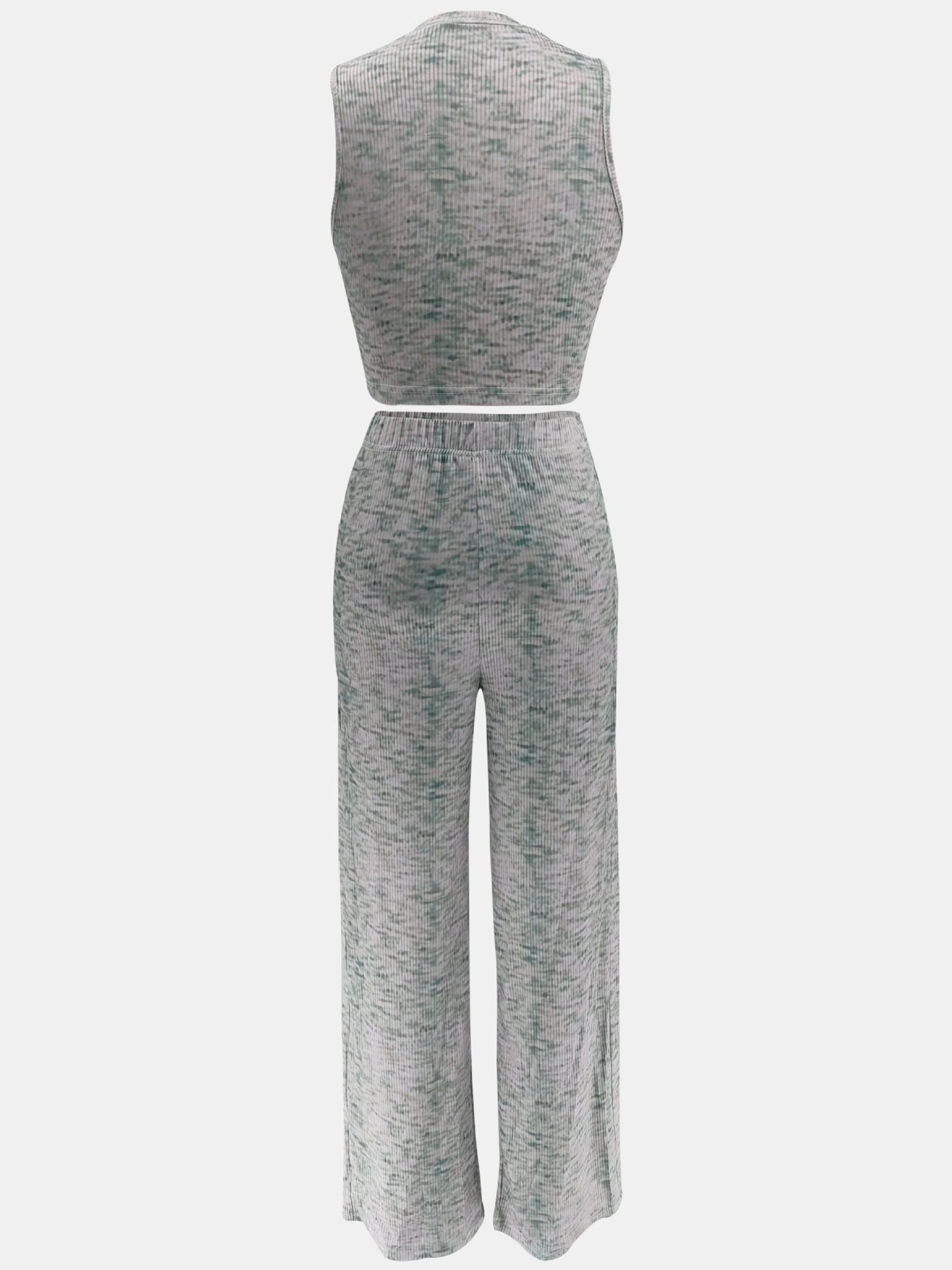 Women's Summer Sleeveless Printed Wide-Leg Two-Piece Trousers Set 14