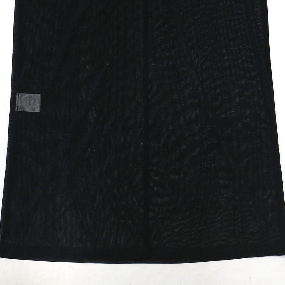 Women Sexy Halter Hollow Beaded See-Through Dress 12