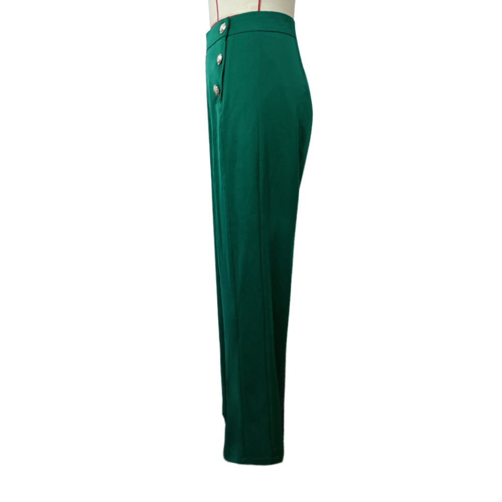 Women loose straight wide leg suit pants 10