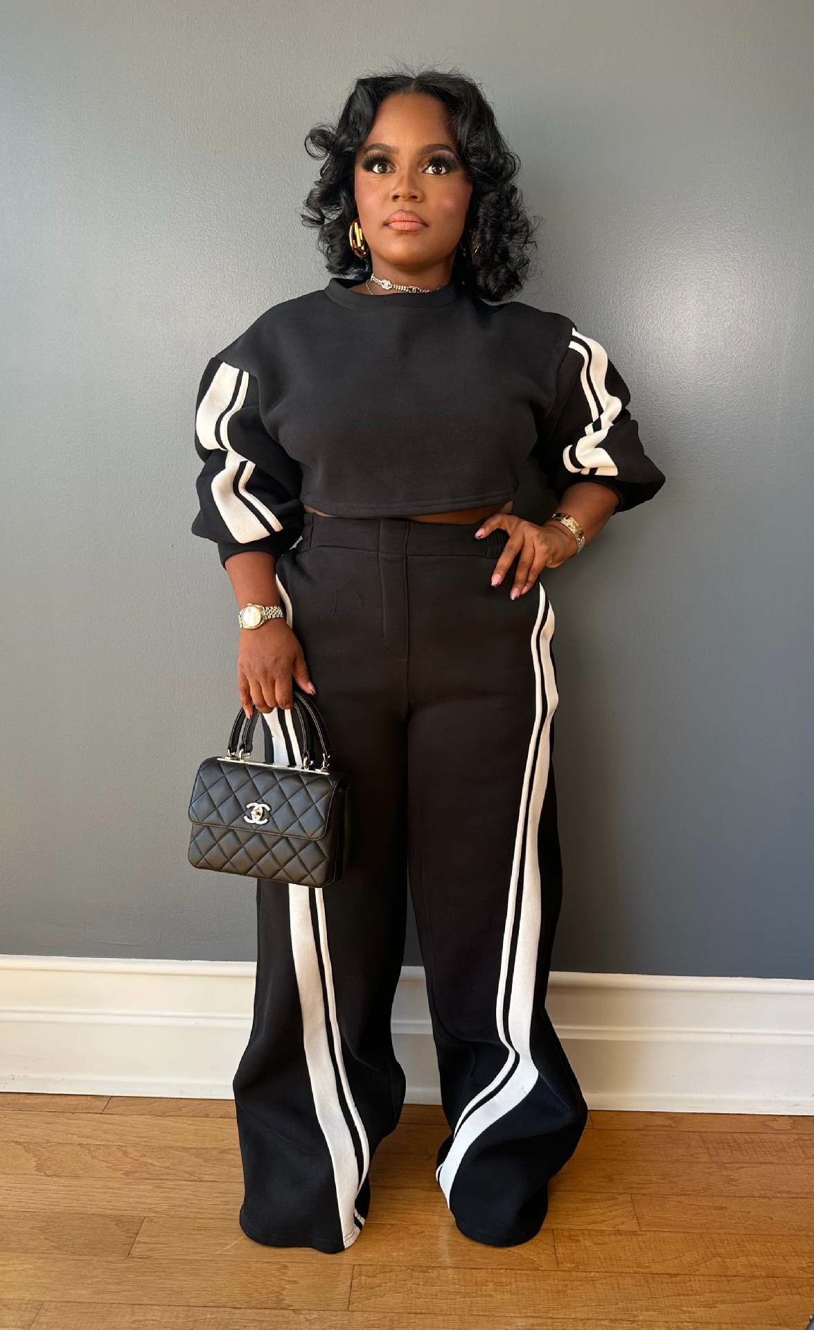 Women Striped Top and Pants Two Piece Set 6