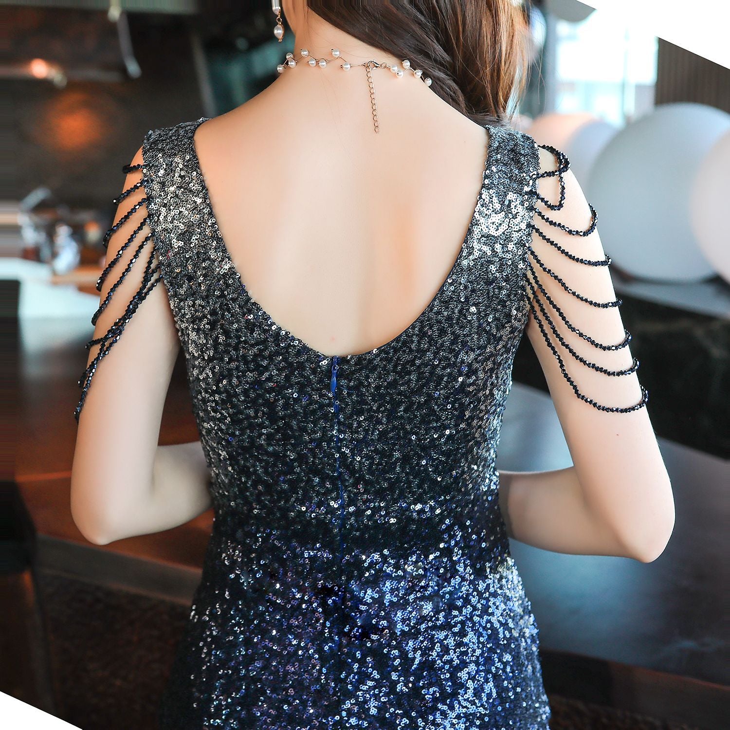 Women Sequined Formal Party Evening Dress 16