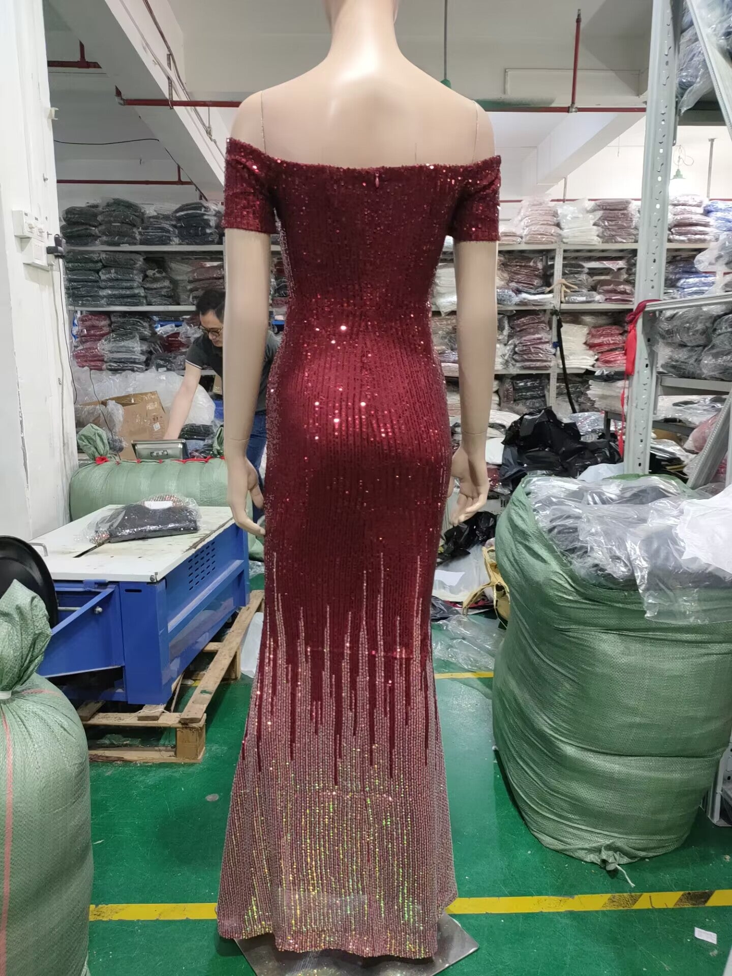 Sexy Off Shoulder Sequin Fishtail Long Dress Mermaid Evening Dress 19