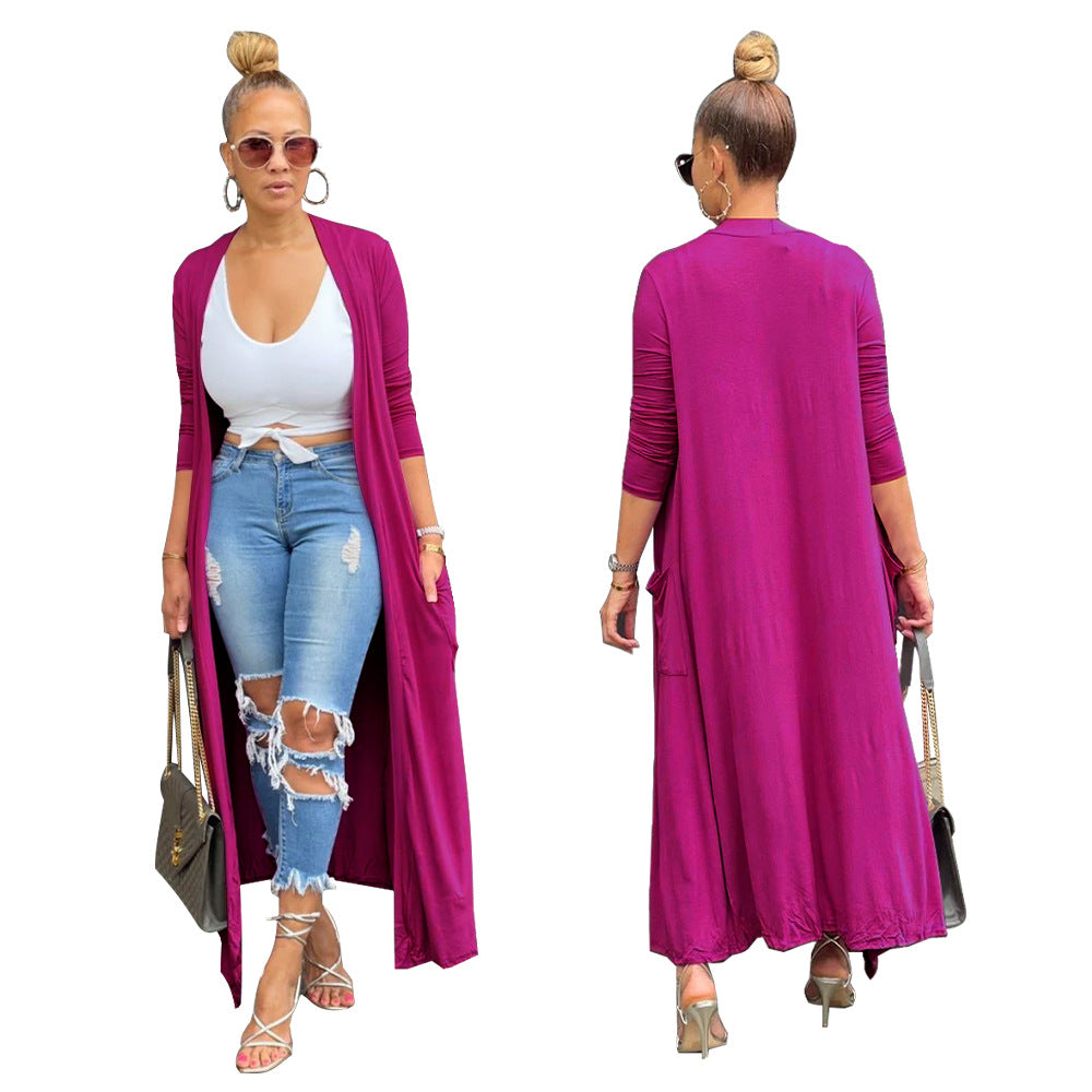 Women Fall Solid Casual Long Sleeve Jacket 5