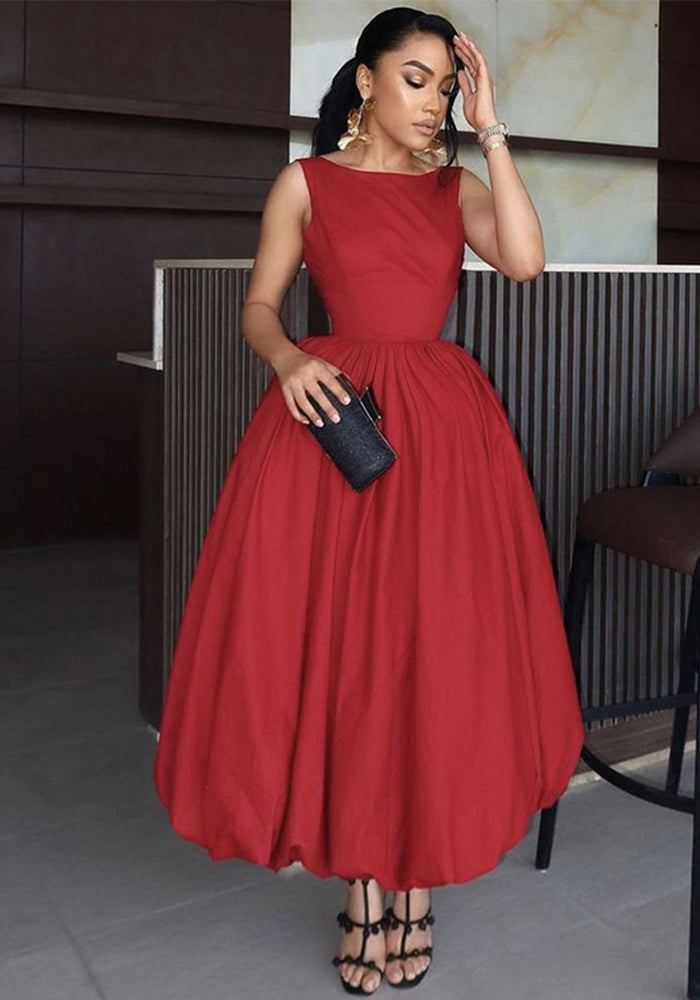 Women Elegant Sleeveless Solid Dress