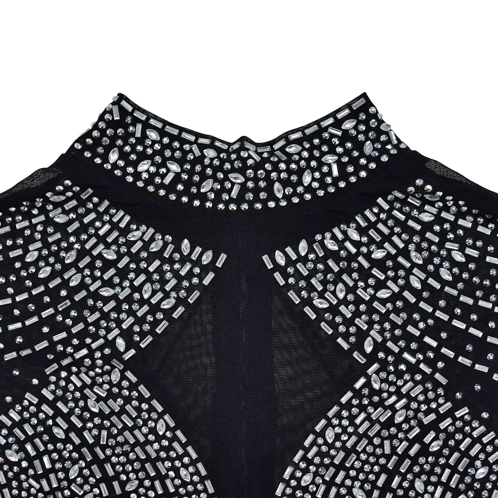 Fashion Women's Solid Color Beaded Mesh Sleeveless Jumpsuit 20