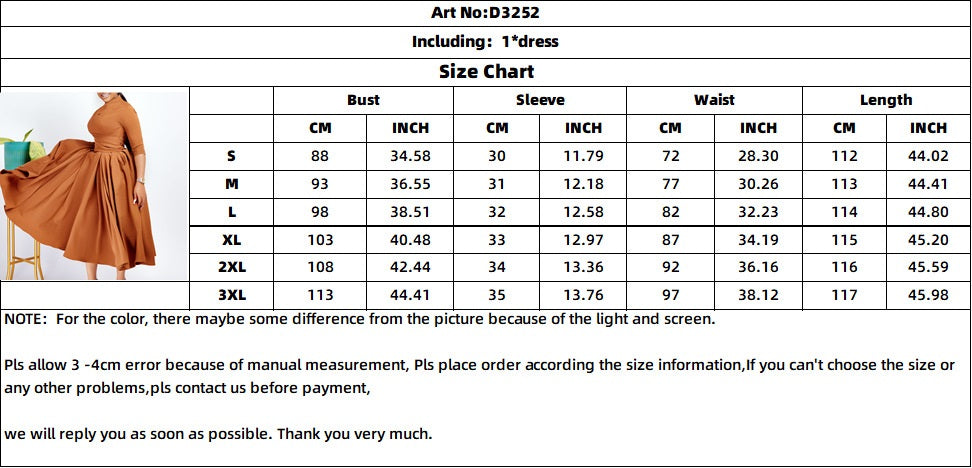 Women's Fashion Chic Pleated African Plus Size Swing Dress 12