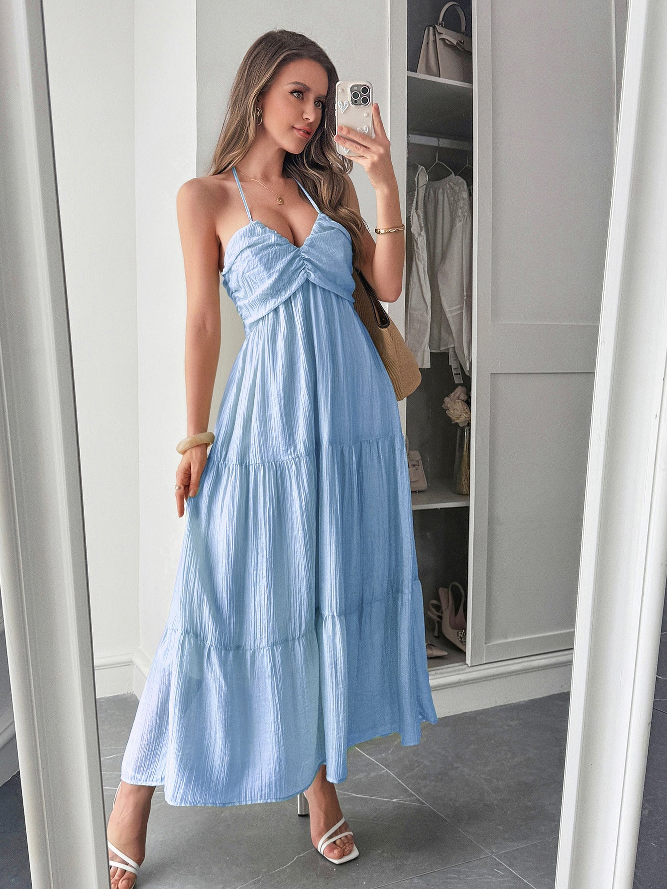 Spring/Summer Women's Elegant Holidays Halter-Neck Beach Long Dress 11