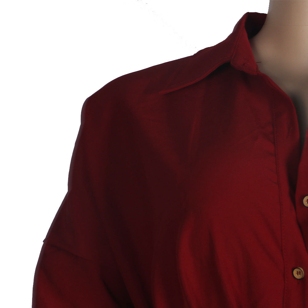 Women Sexy Lace-Up Buttoned Long-Sleeved Dress 25