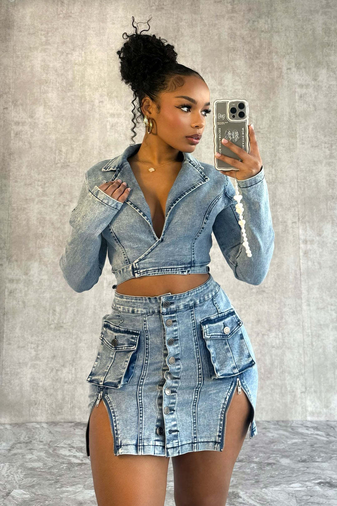 Women Sexy Long Sleeve Denim Dress