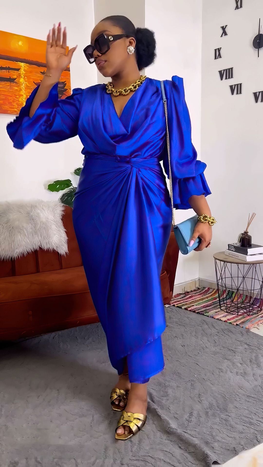 Women's clothing loose long Sleeve top long skirt two-piece set 3