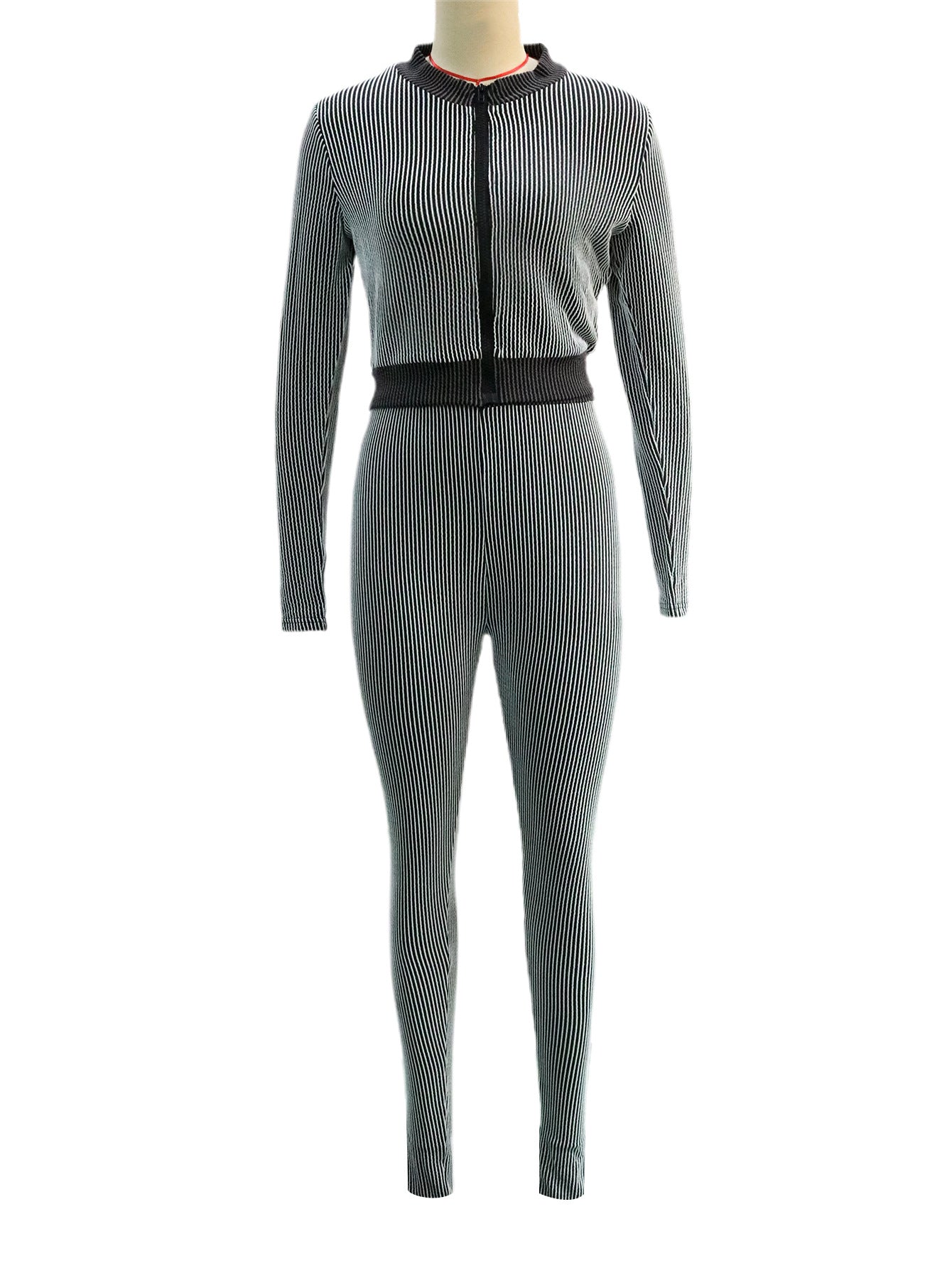 Fashion Casual Sportswear Set Women's Long-Sleeve Zip-Up Slim Fit Two-Piece Pants Set 7