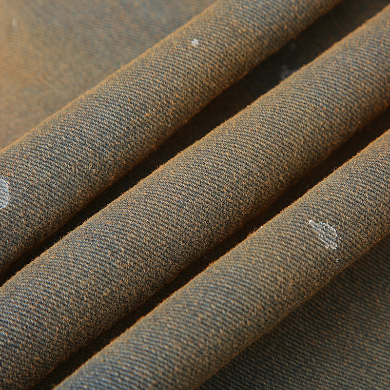 Women American Retro Gradient High Waist Ripped Splash Straight Denim Pants 20