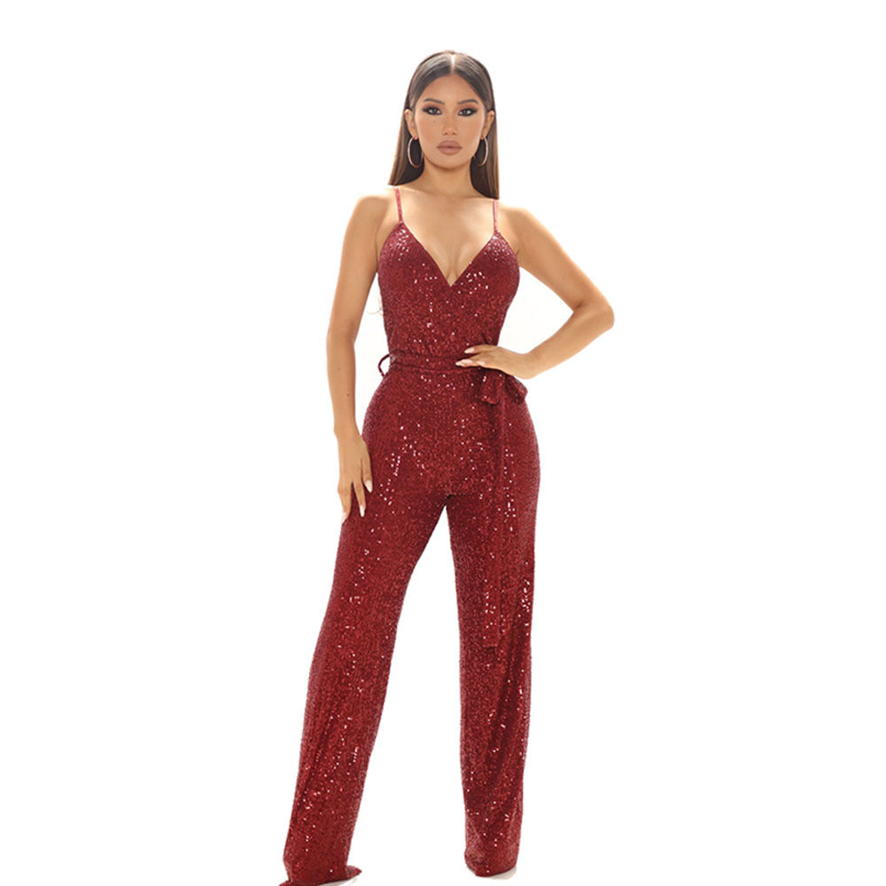 Fashion Sequins Sexy Sleeveless Sling Jumpsuit Spring and Summer Women's Wear 11