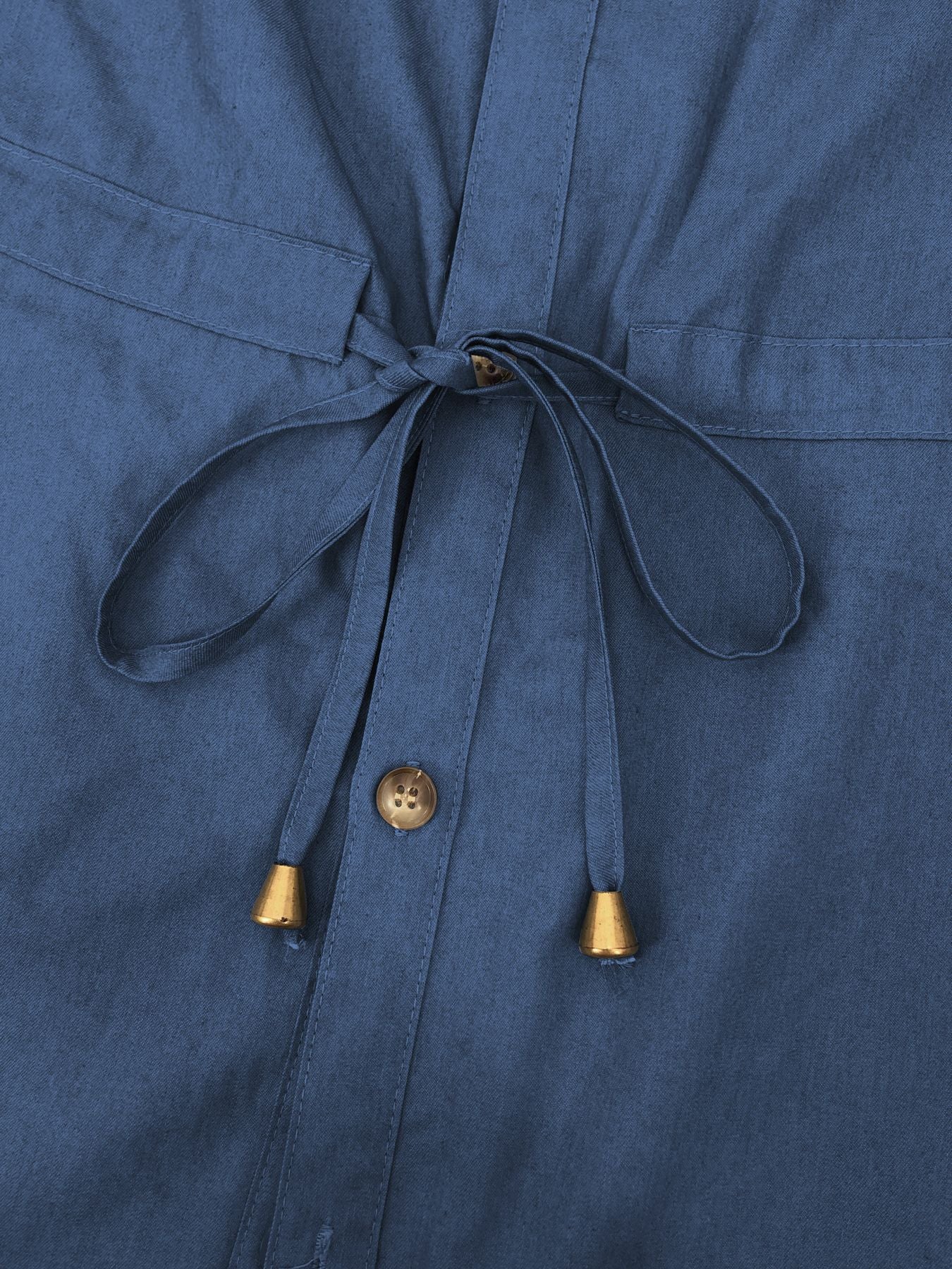 Muslim Ladies Solid Color Elegant Denim Dress 13