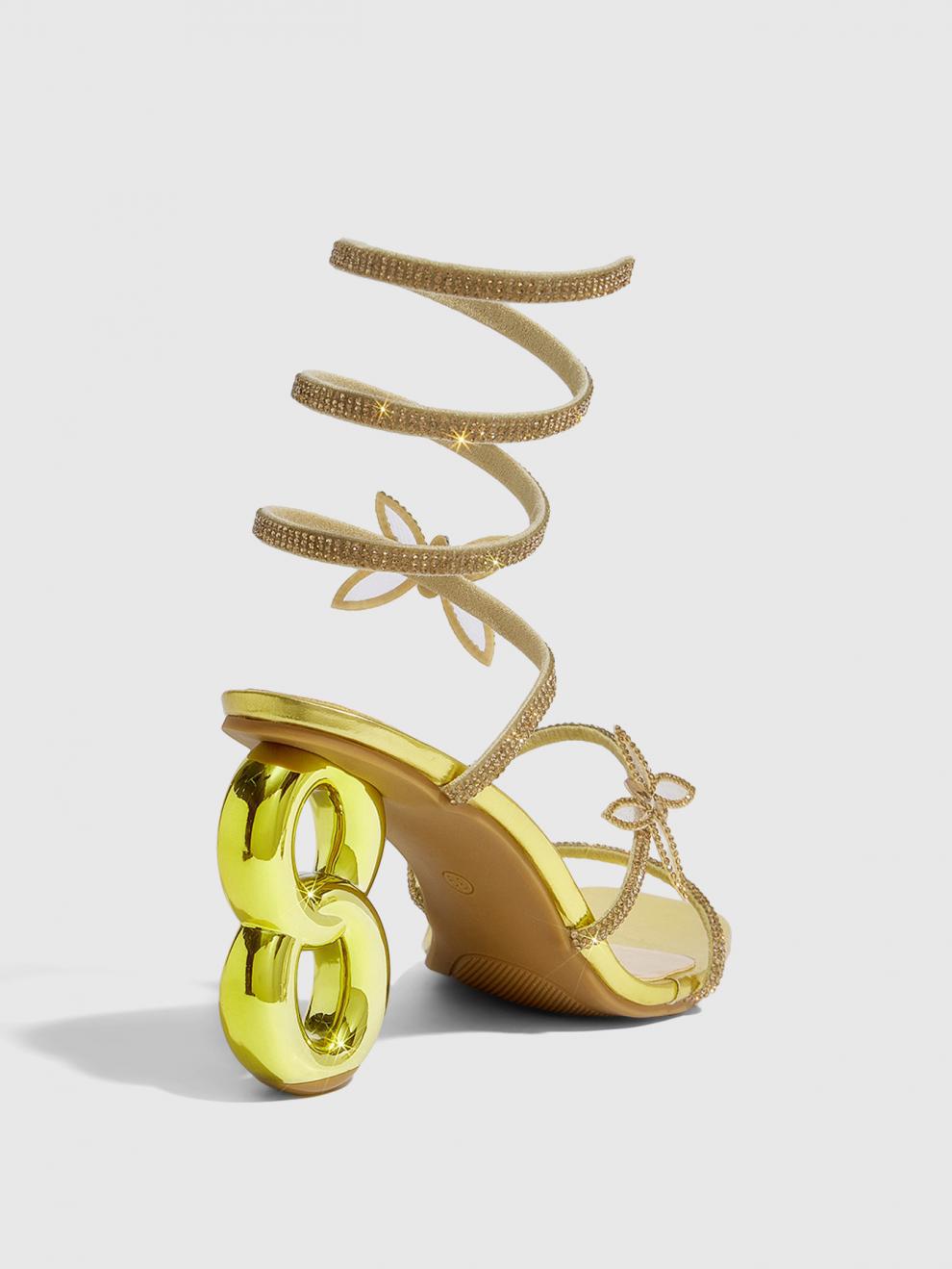 Women Sexy Rhinestone Butterfly High-heeled Sandals 7