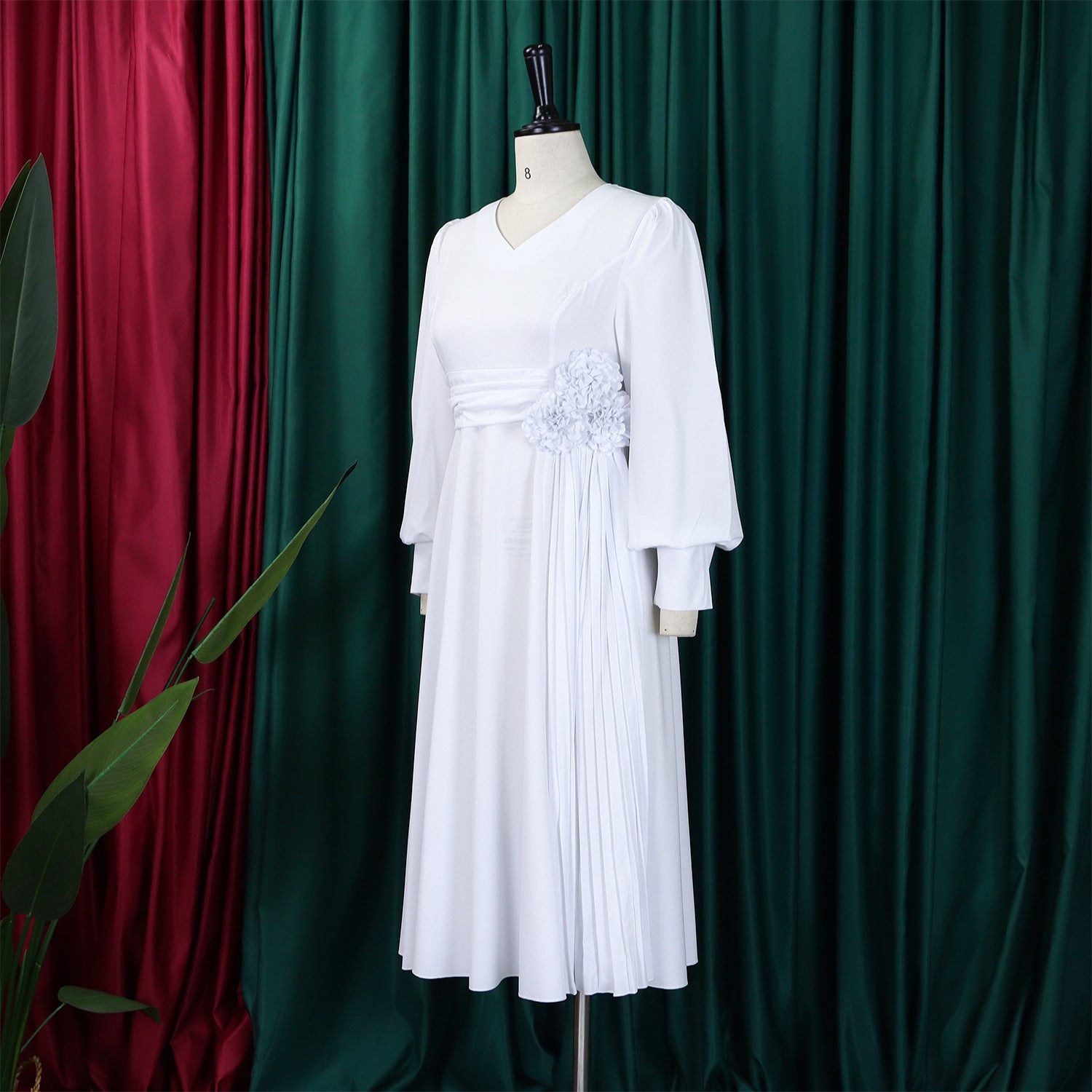 Plus Size Spring Elegant Solid Dress for Women 13