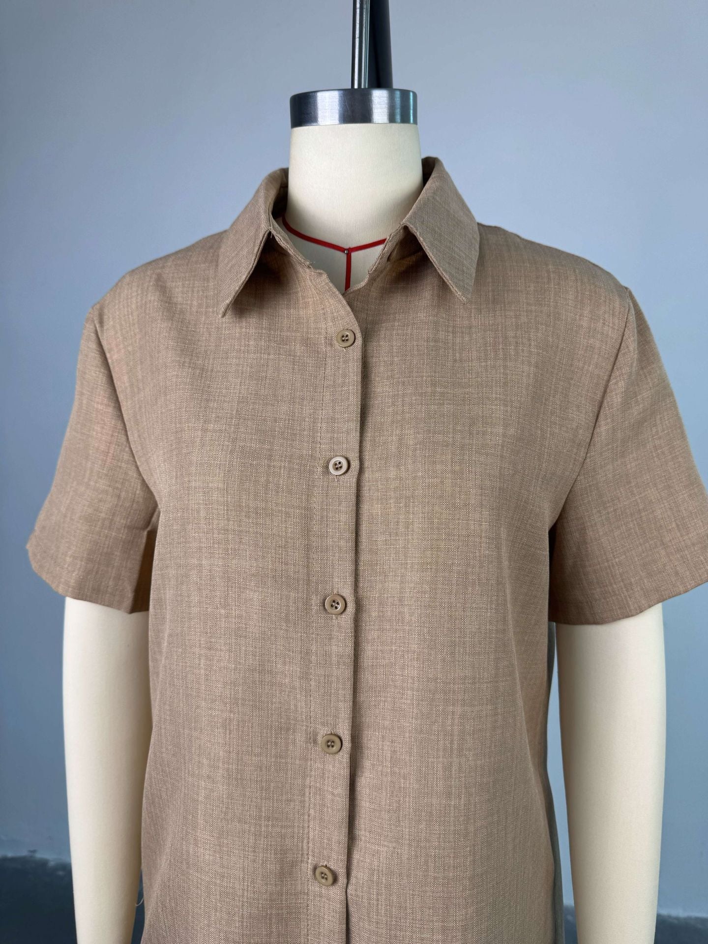 Women's Summer Casual Turndown Collar Loose Short Sleeve Shirt & Wide-Leg Pants Outfit 5