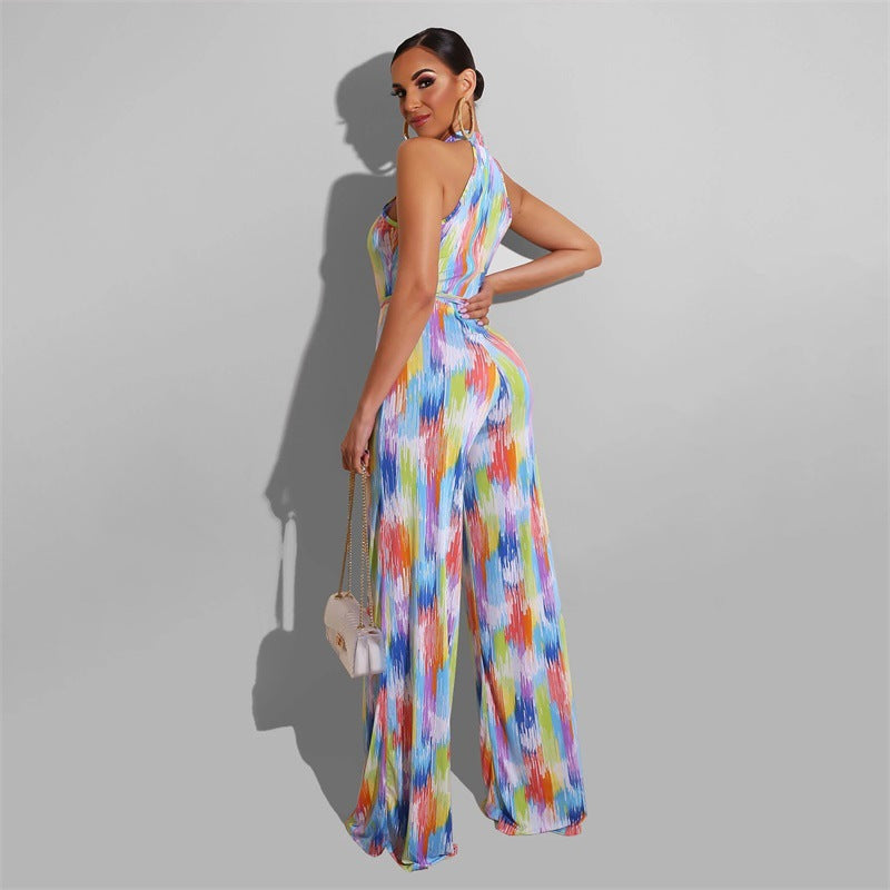Women printed Casual striped jumpsuit