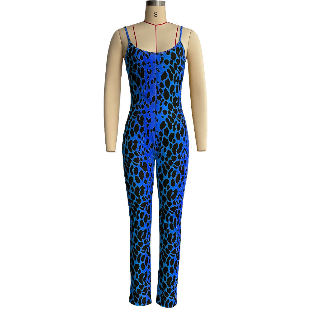 Women Casual Printed Jumpsuit and Coat Two-piece Set 22