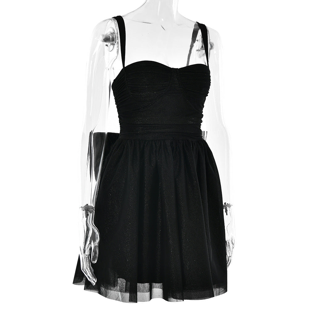 Spring Sexy Mesh Patchwork Off Shoulder Strapless Dress 11