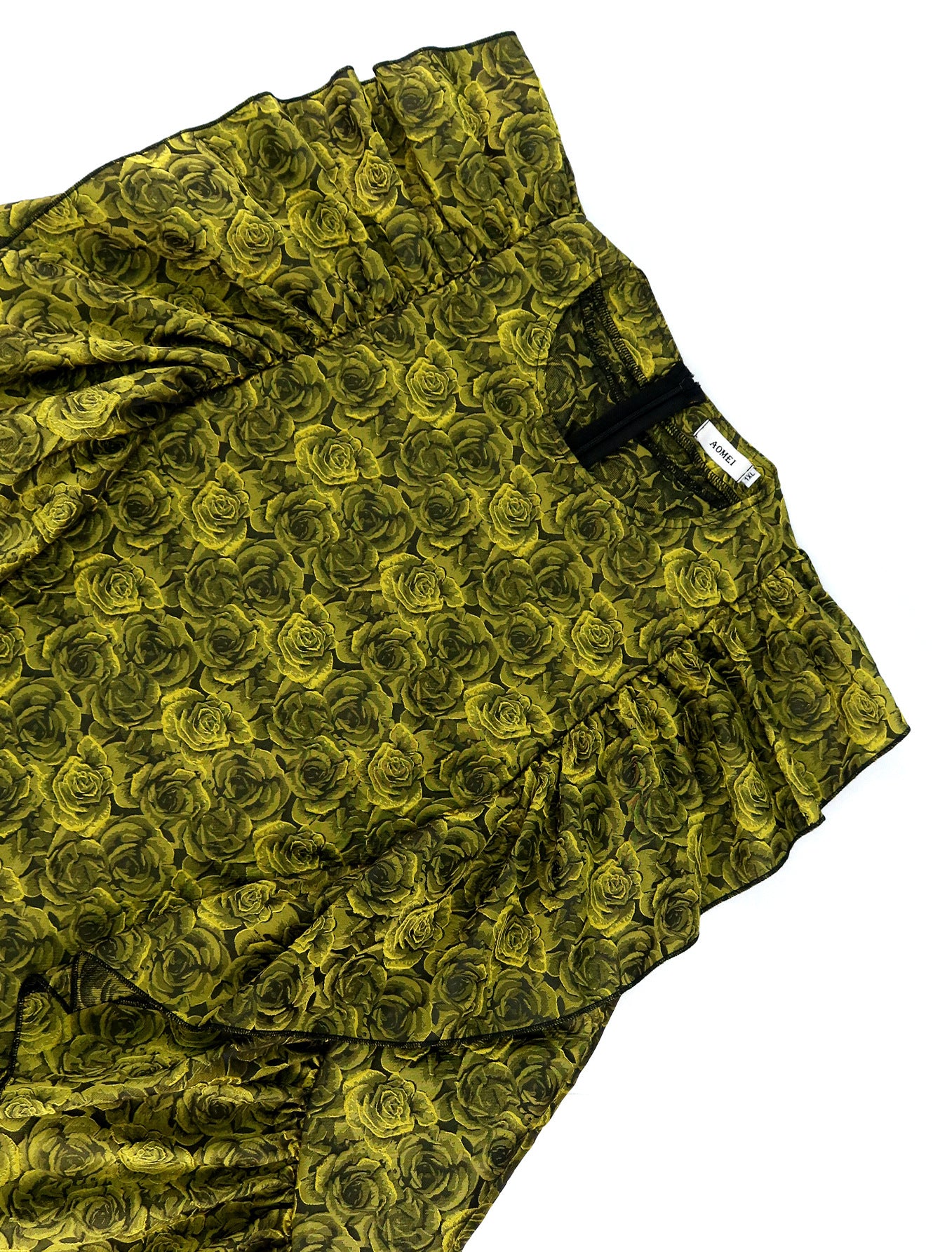 Printed Loose Plus Size Ruffle Edge Women's Dress 5