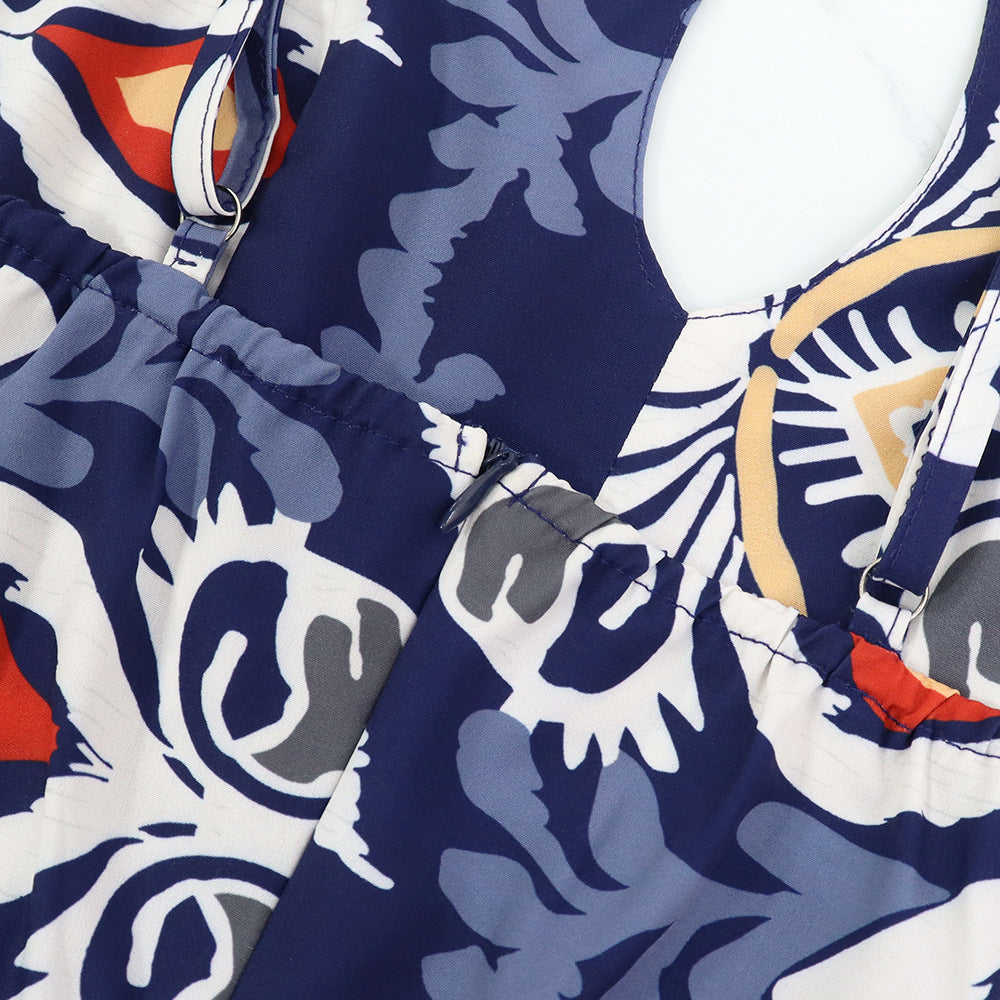 Sexy Strap Hollow Style Printed Long Dress 13