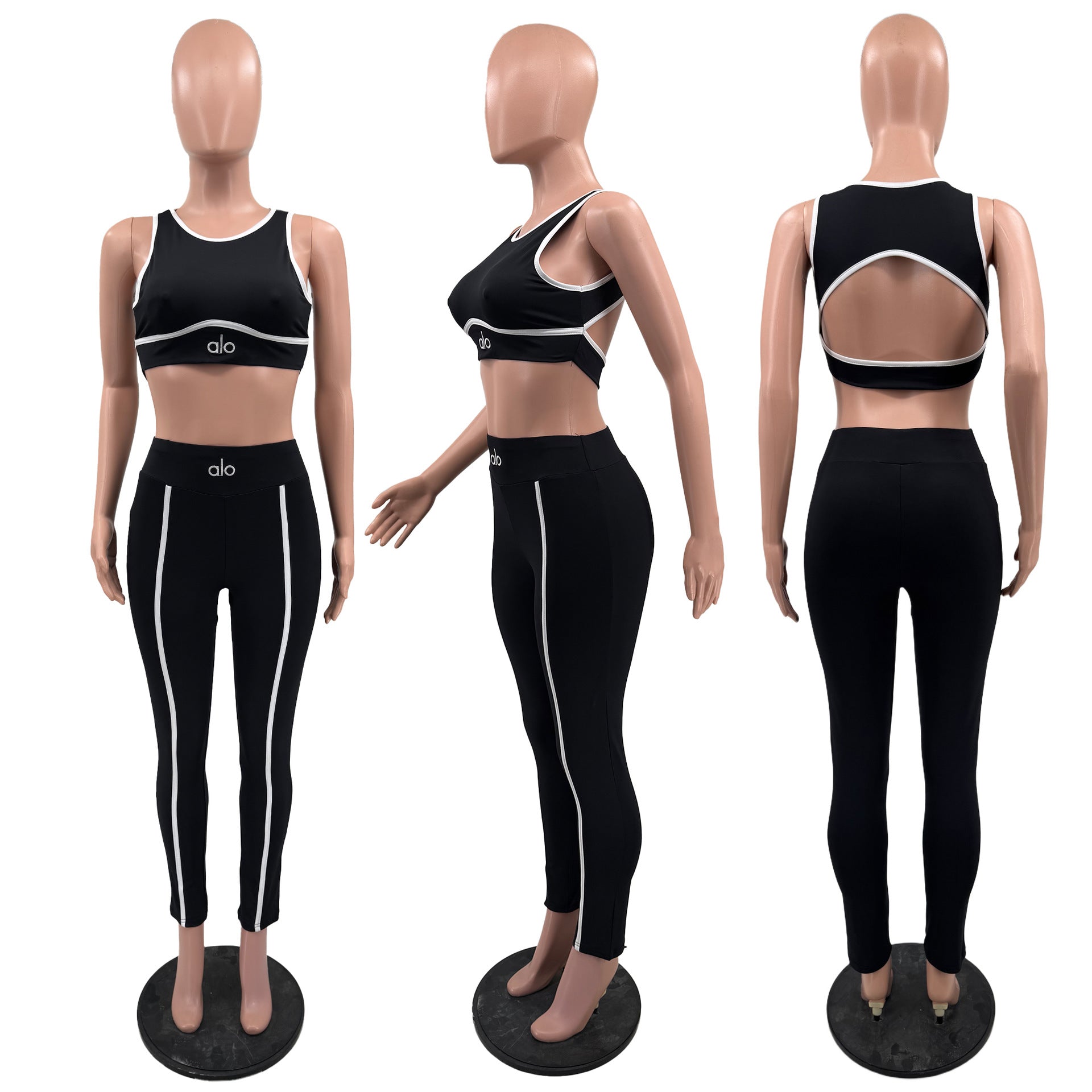 Women's Casual Anti-Shock Running Yoga Sports Fitness Two-Piece Pants Set 9