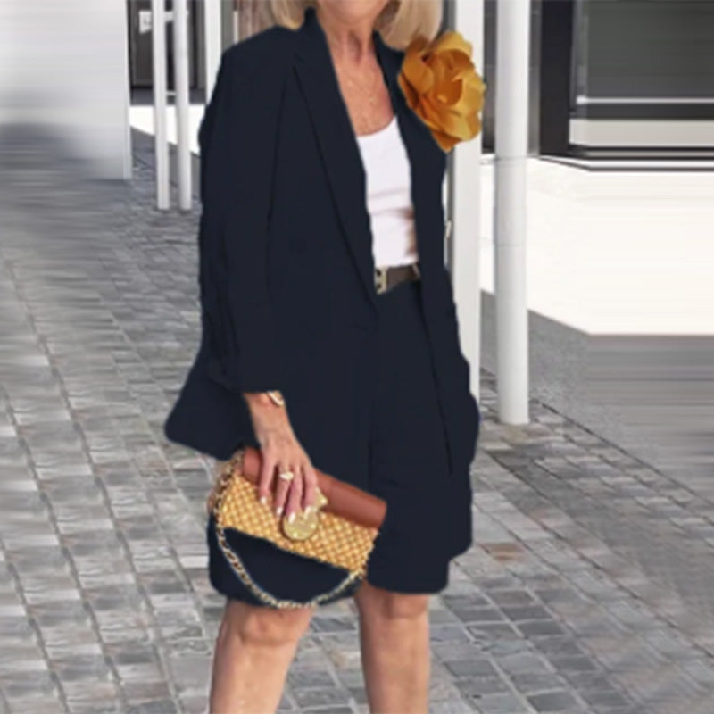 Summer Fashion Women's Clothing Turndown Collar Blazer Shorts Two-Piece Suit 13