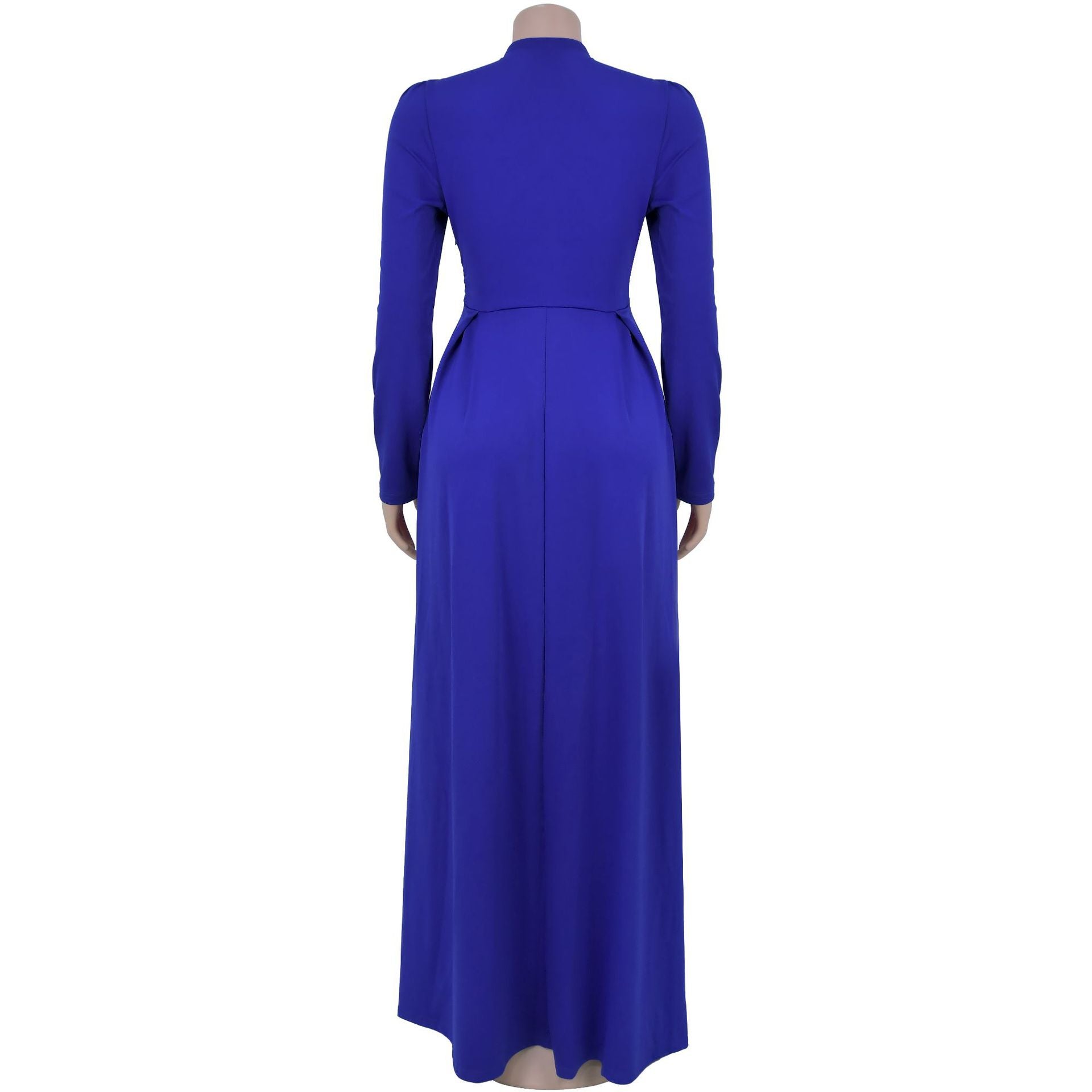 Women Cross Turndown Collar Long Sleeve Dress 29