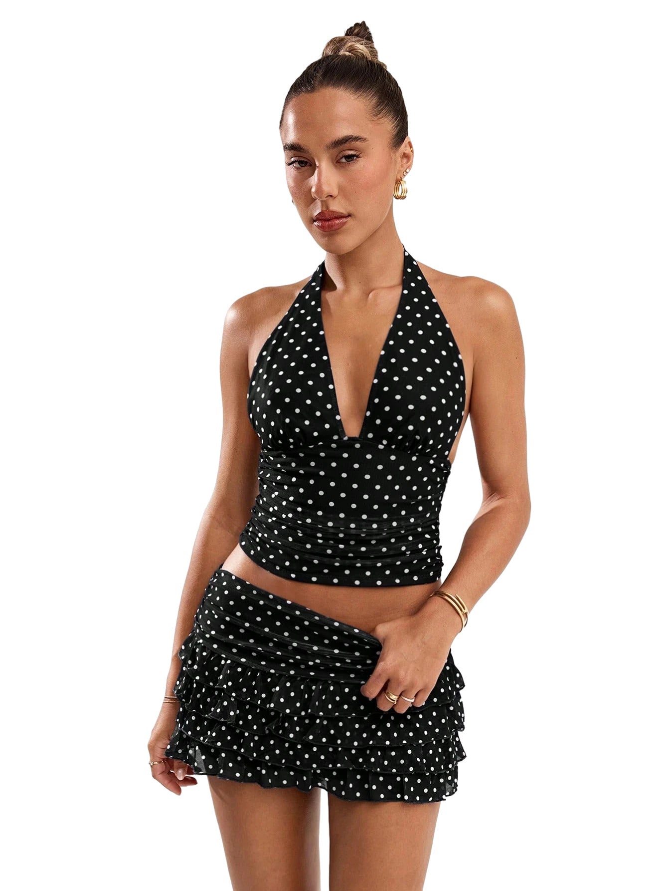 Polka Dot Halter Top & Ruffle Skirt Set 6