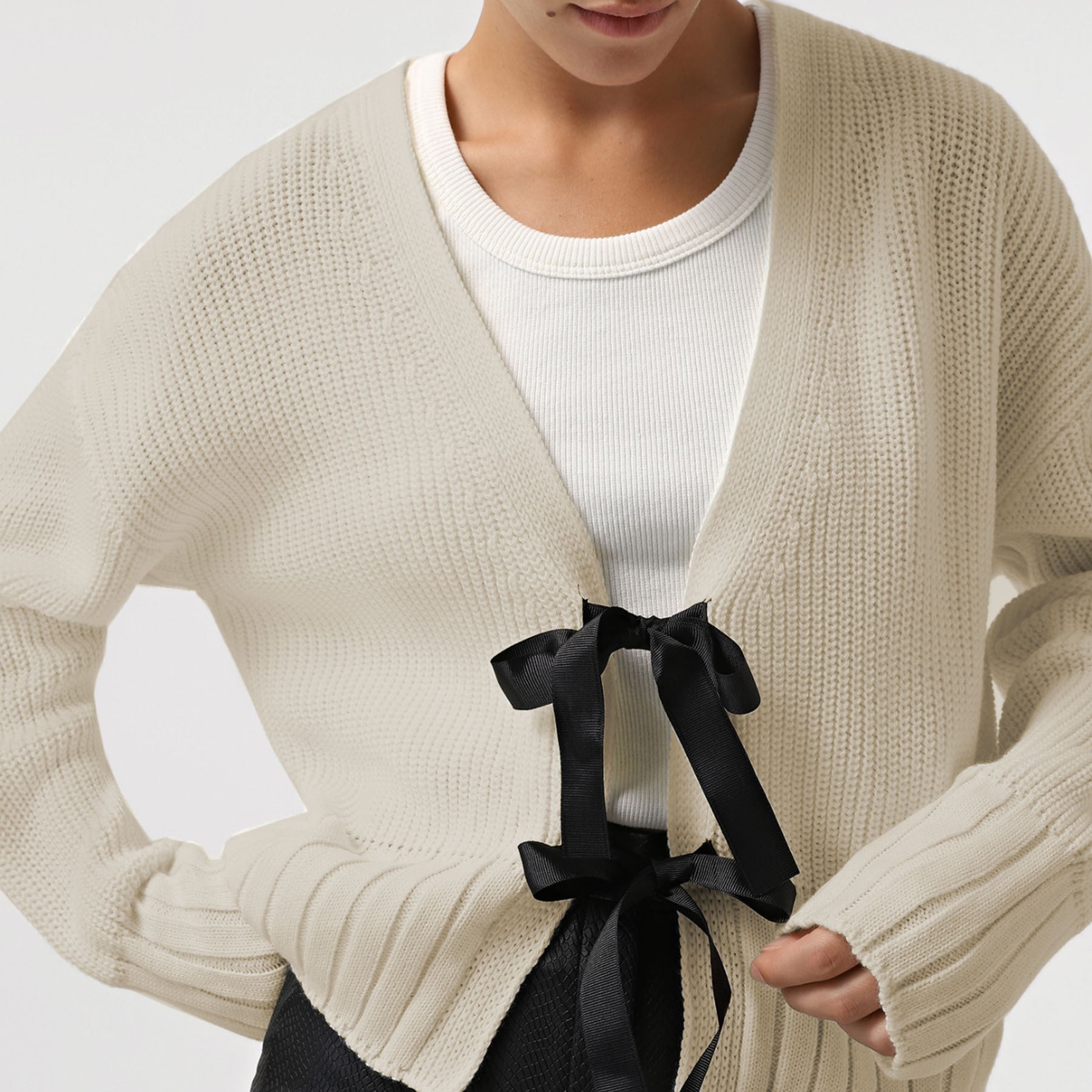 Autumn Winter Women's Bow Sweater Cardigan 9