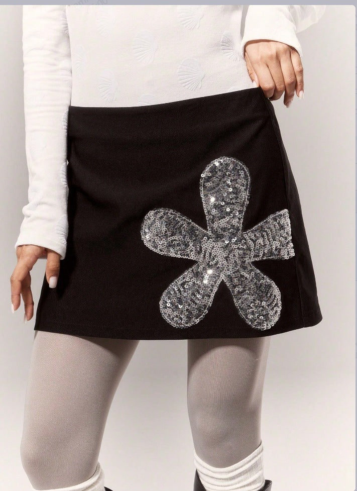 Women floral sequin skirt 3