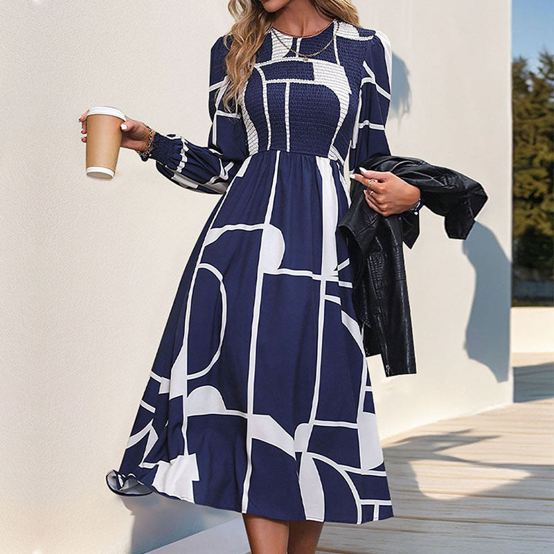 Women autumn long-sleeved printed dress 6