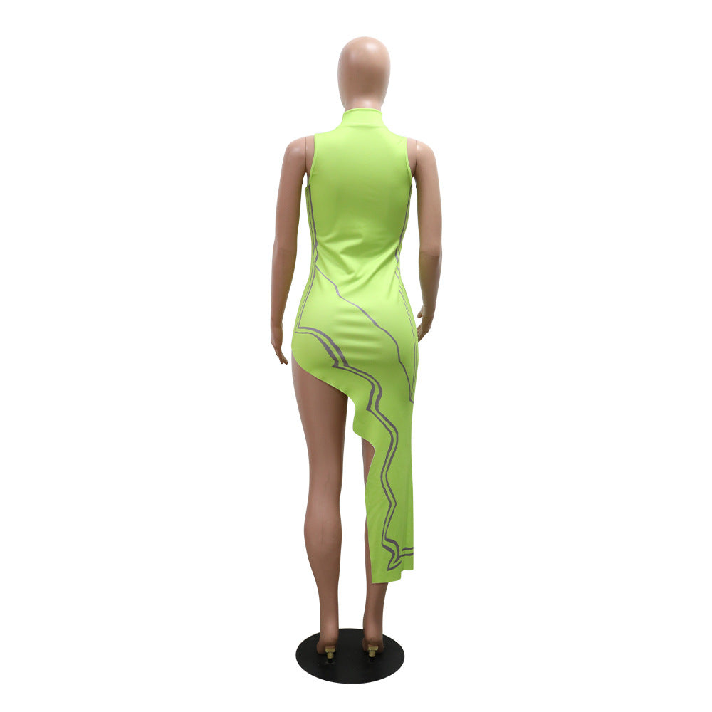 Women's Clothing Sexy Sleeveless Print Irregular Dress 6