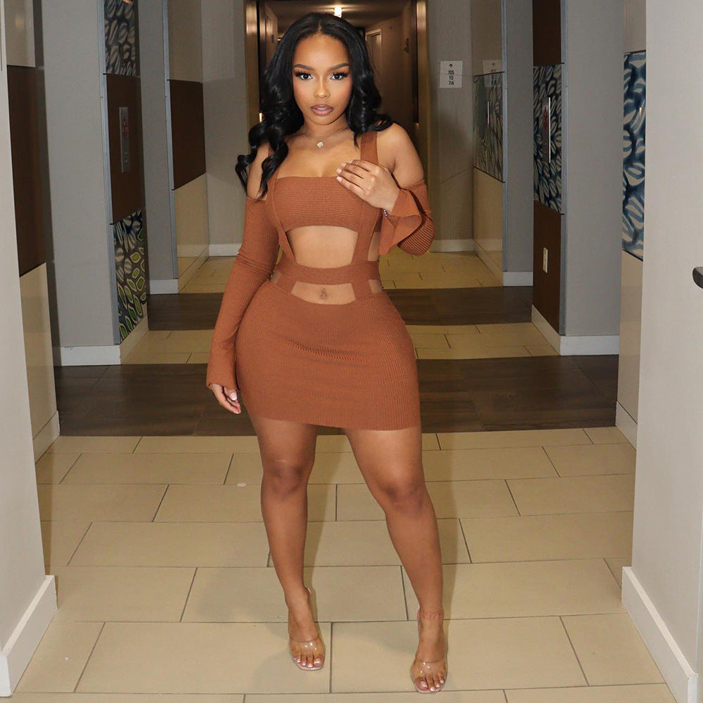 Women Sexy Hollow Suspender Bodycon Dress 6