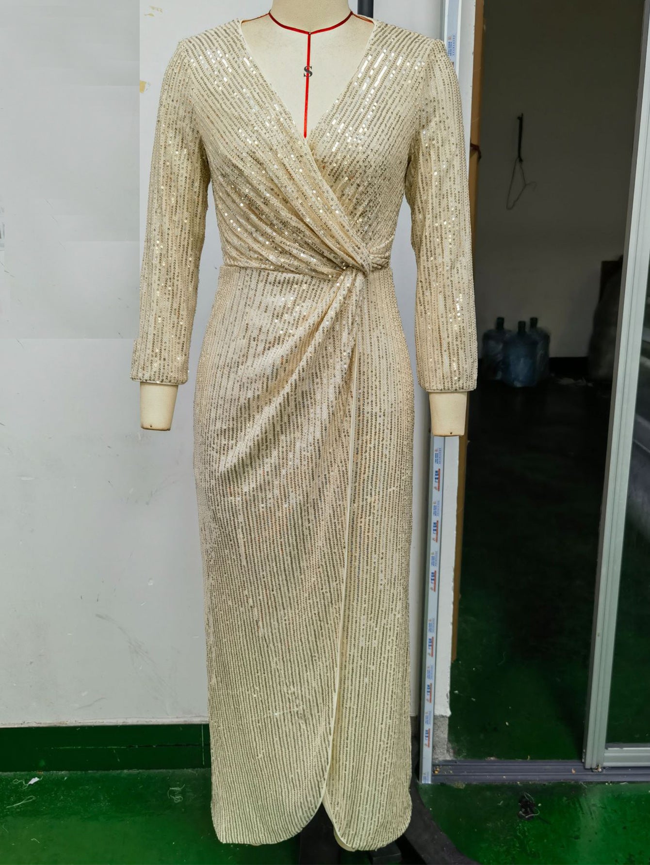 Women Sexy Sequin Long Sleeve Prom Evening Dress 6