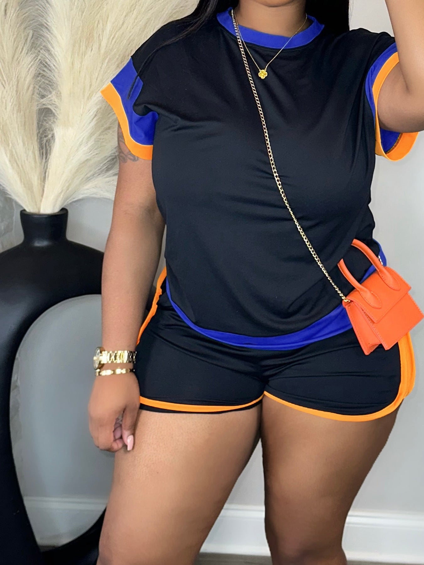 Summer Trendy Loose Round Neck Casual Two-Piece Shorts Set