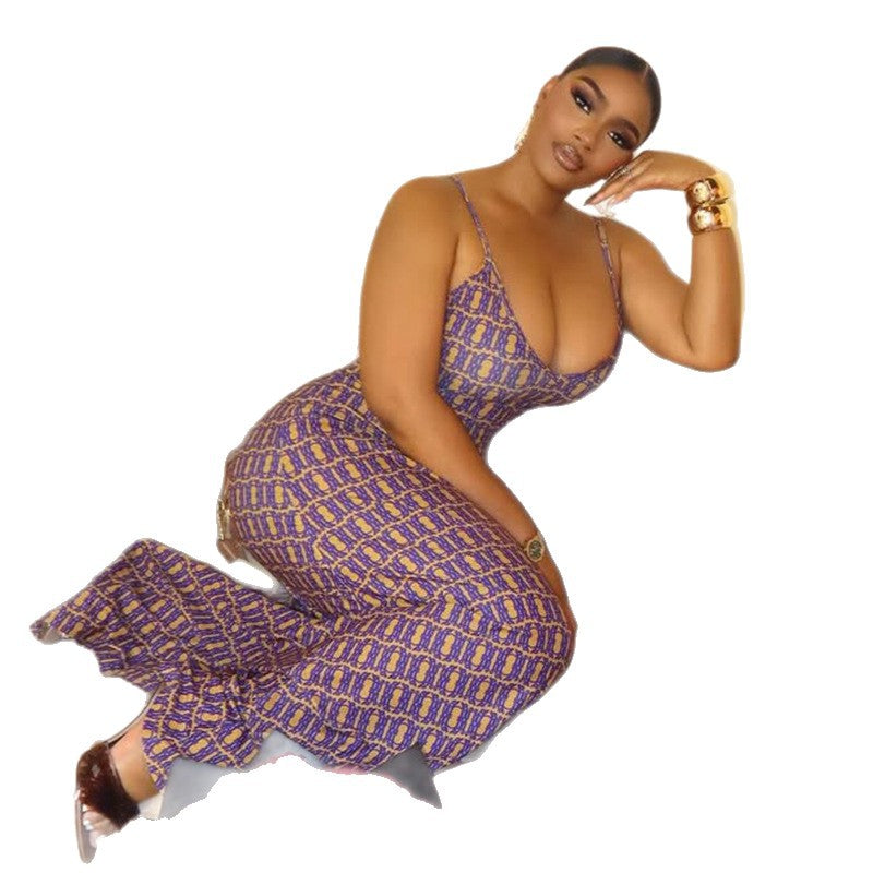 Printed Strap Low-Back Sleeveless Long Dress 6