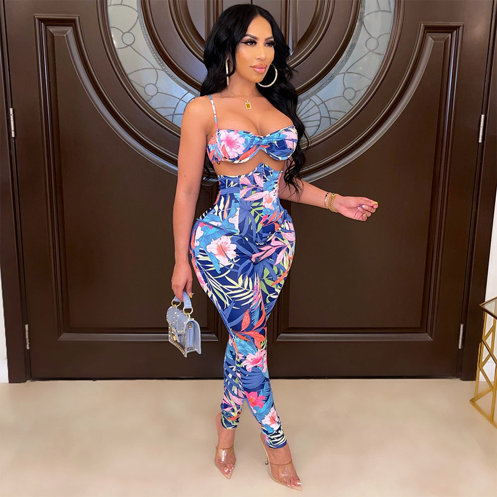 Fashion sexy small suspenders high waist trousers two-piece suit 3