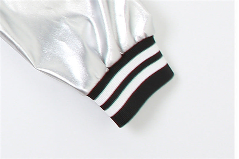 Women Summer Patchwork Pu Leather Long Sleeve Button Down Letter Embroidered Jacket 24